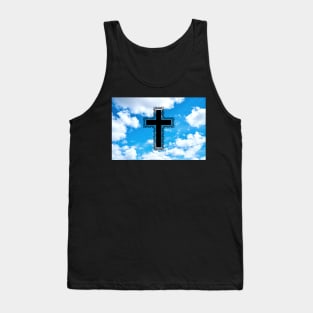 Black Christian Cross In The Sky Tank Top